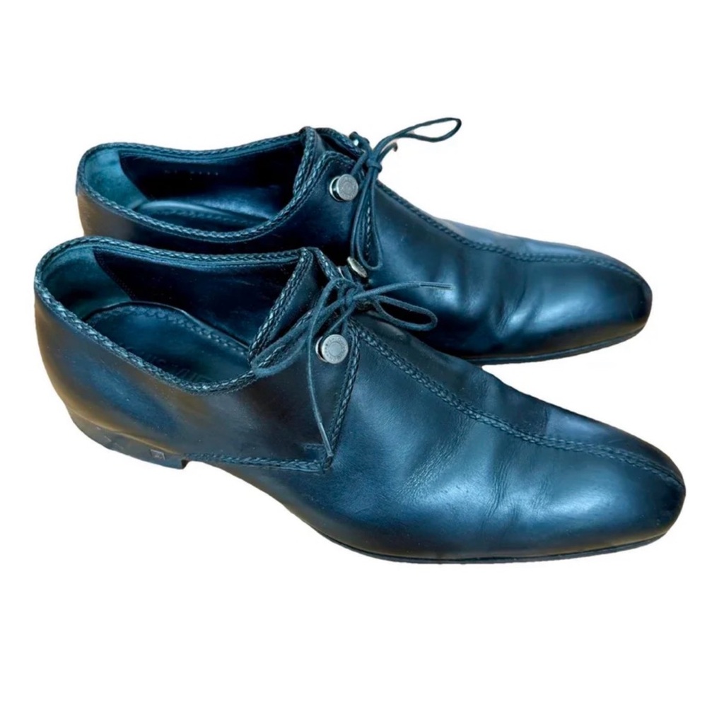 Louis Vuitton Men's Black Leather Lace-Up Derbys